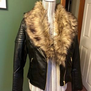 Faux Fur Collared Leather style Jacket, H&M